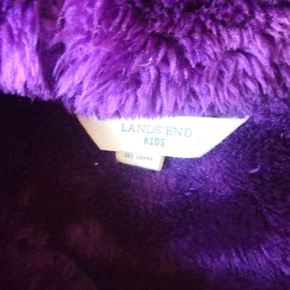 Snuggly Lands End purple fleece jacket kids sz 14 - Picture 3 of 11